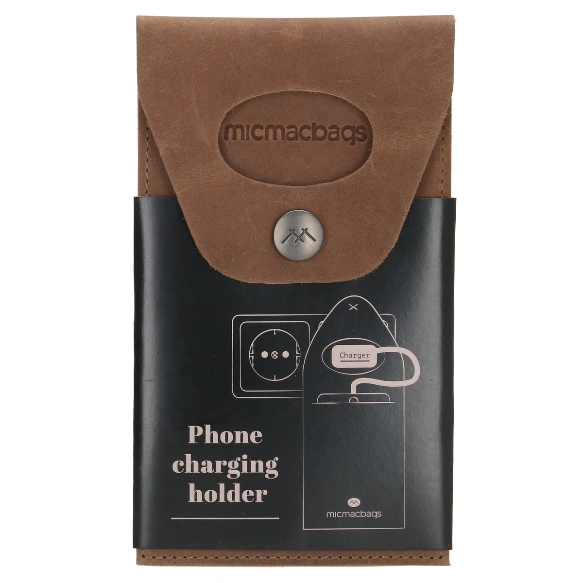 Handyhalter als Ladestation 10,5x16cm aus Leder in Cognac - leder-accessoires.com