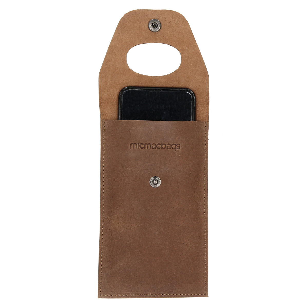 Handyhalter als Ladestation 10,5x16cm aus Leder in Cognac - leder-accessoires.com