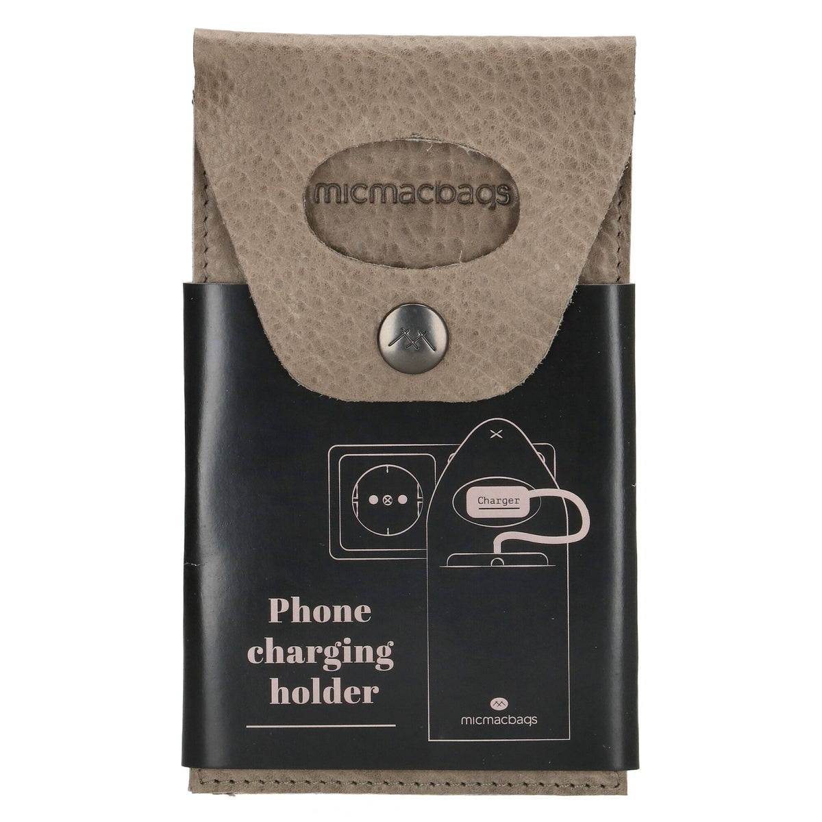 Handyhalter als Ladestation 10,5x16cm aus Leder in Grau - leder-accessoires.com