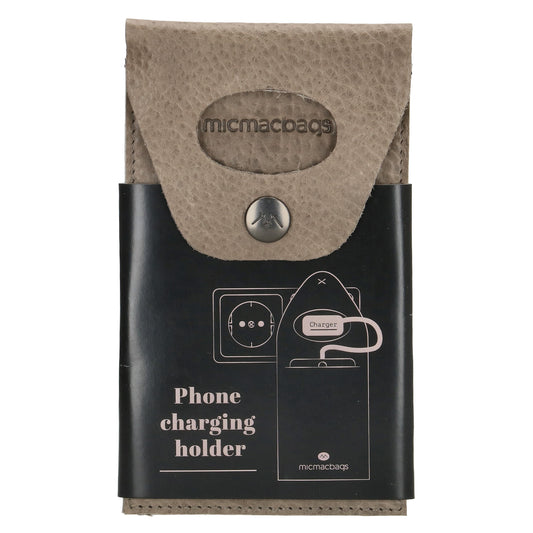 Handyhalter als Ladestation 10,5x16cm aus Leder in Grau - leder-accessoires.com