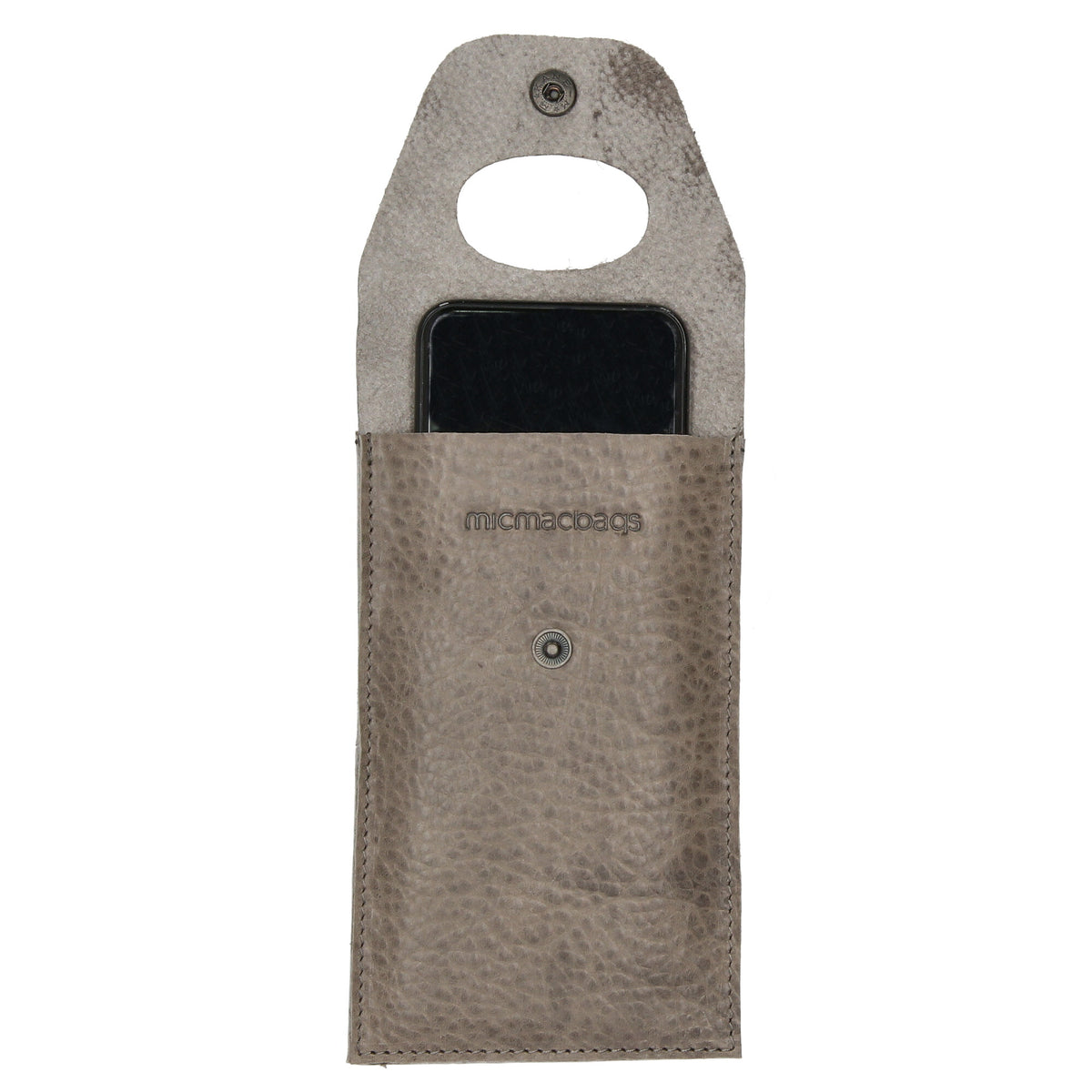 Handyhalter als Ladestation 10,5x16cm aus Leder in Grau - leder-accessoires.com