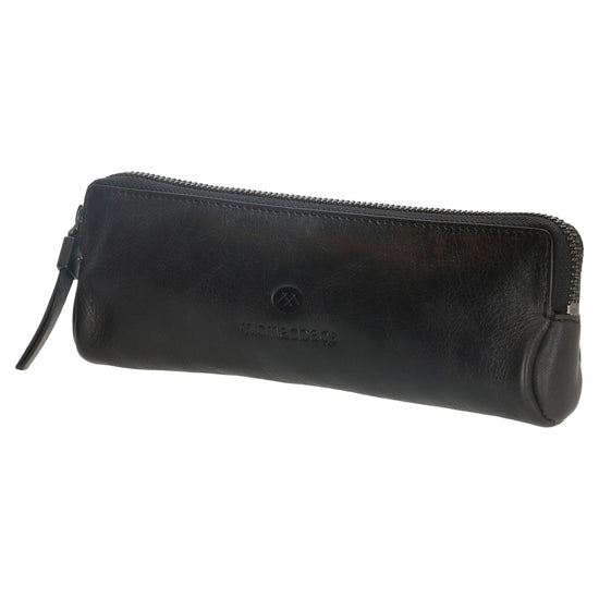 Stiftetui-| mäppchen 22 x 8cm in Schwarz aus Leder - leder-accessoires.com