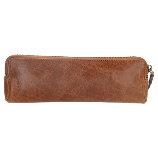 Stiftetui-| mäppchen 22 x 8cm in Braun aus Leder - leder-accessoires.com