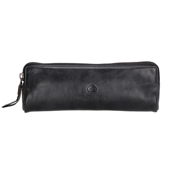 Stiftetui-| mäppchen 22 x 8cm in Dunkelblau aus Leder - leder-accessoires.com