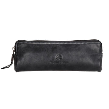 Stiftetui-| mäppchen 22 x 8cm in Dunkelblau aus Leder - leder-accessoires.com