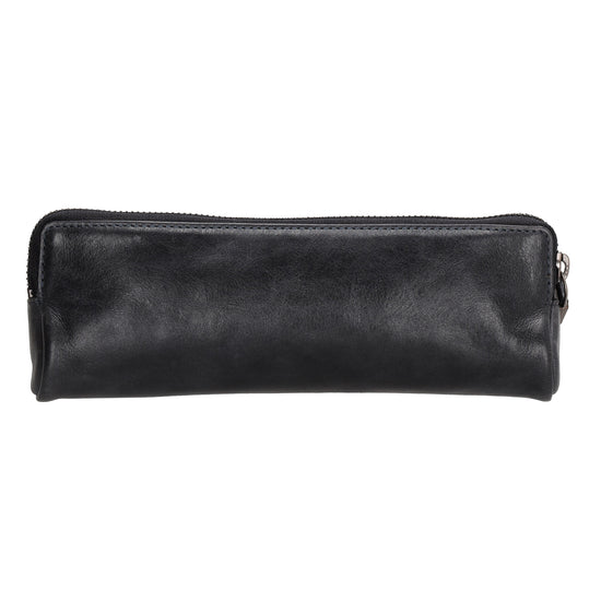 Stiftetui-| mäppchen 22 x 8cm in Dunkelblau aus Leder - leder-accessoires.com