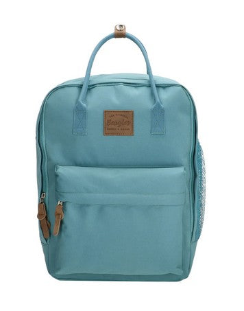 Business-|Schulrucksack mit Vortasche und Kurzgriff in Hellblau - leder-accessoires.com