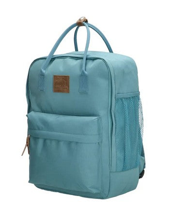 Business-|Schulrucksack mit Vortasche und Kurzgriff in Hellblau - leder-accessoires.com
