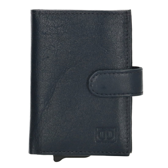 Kartenetui| Safty Wallet 7x10cm in Blau|Marine mit Druckknopf - leder-accessoires.com