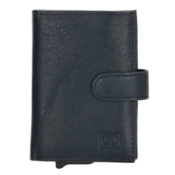 Kartenetui| Safty Wallet 7x10cm in Blau|Marine mit Druckknopf - leder-accessoires.com