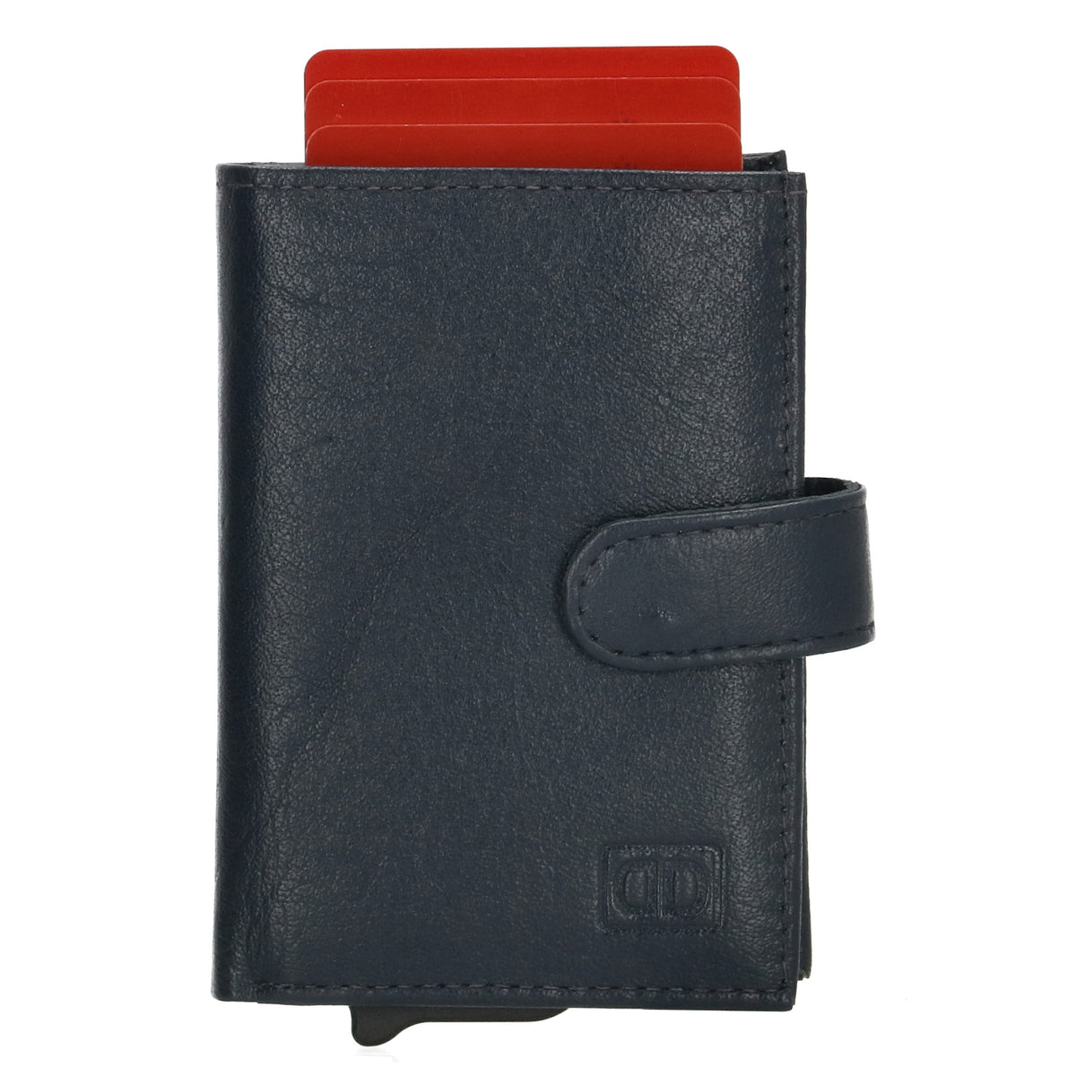 Kartenetui| Safty Wallet 7x10cm in Blau|Marine mit Druckknopf - leder-accessoires.com