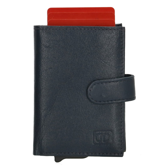 Kartenetui| Safty Wallet 7x10cm in Blau|Marine mit Druckknopf - leder-accessoires.com