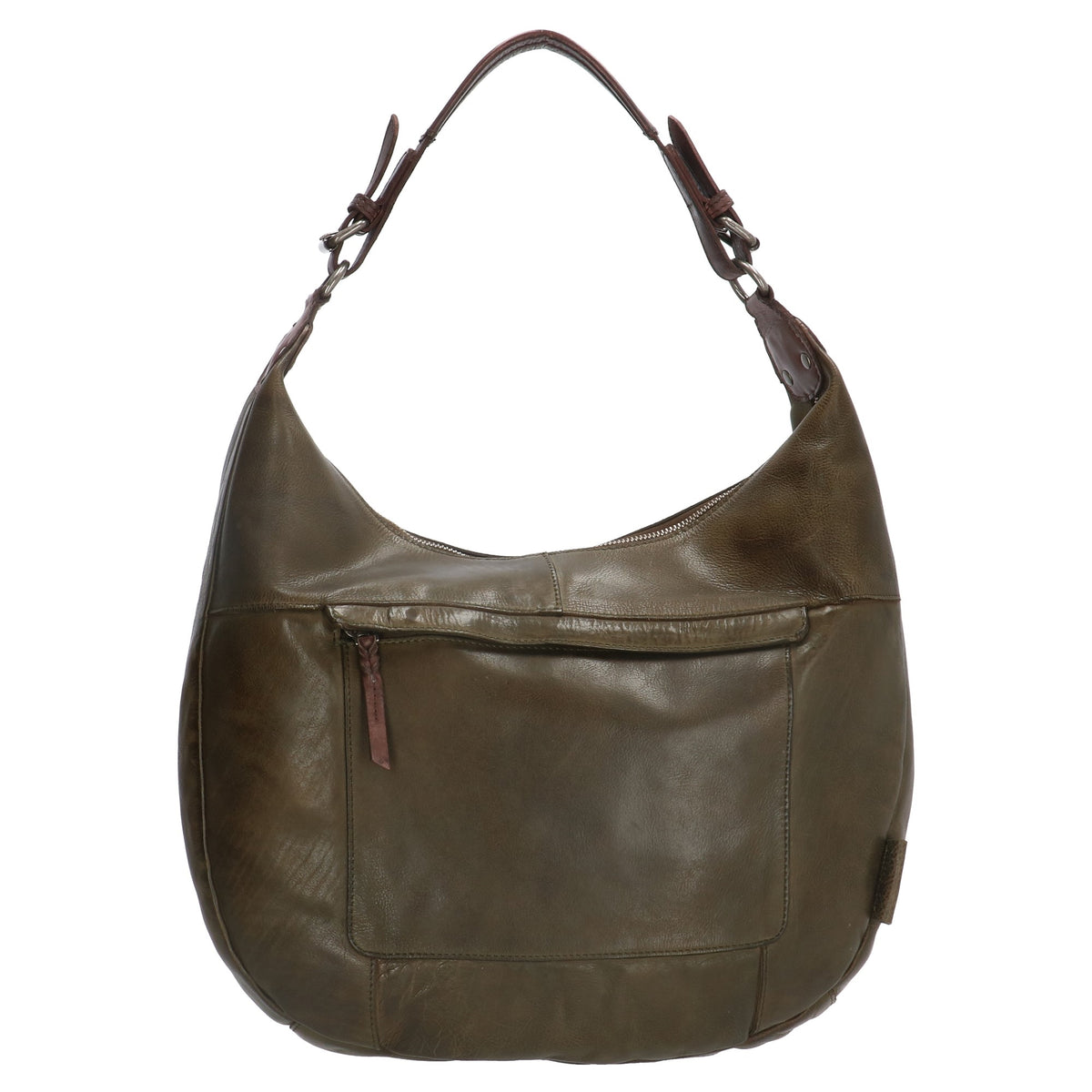Beuteltasche 40 x 31cm in Oliv|Grün mit Reißverschluss - leder-accessoires.com