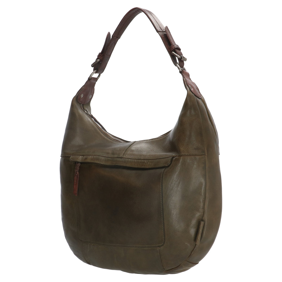 Beuteltasche 40 x 31cm in Oliv|Grün mit Reißverschluss - leder-accessoires.com
