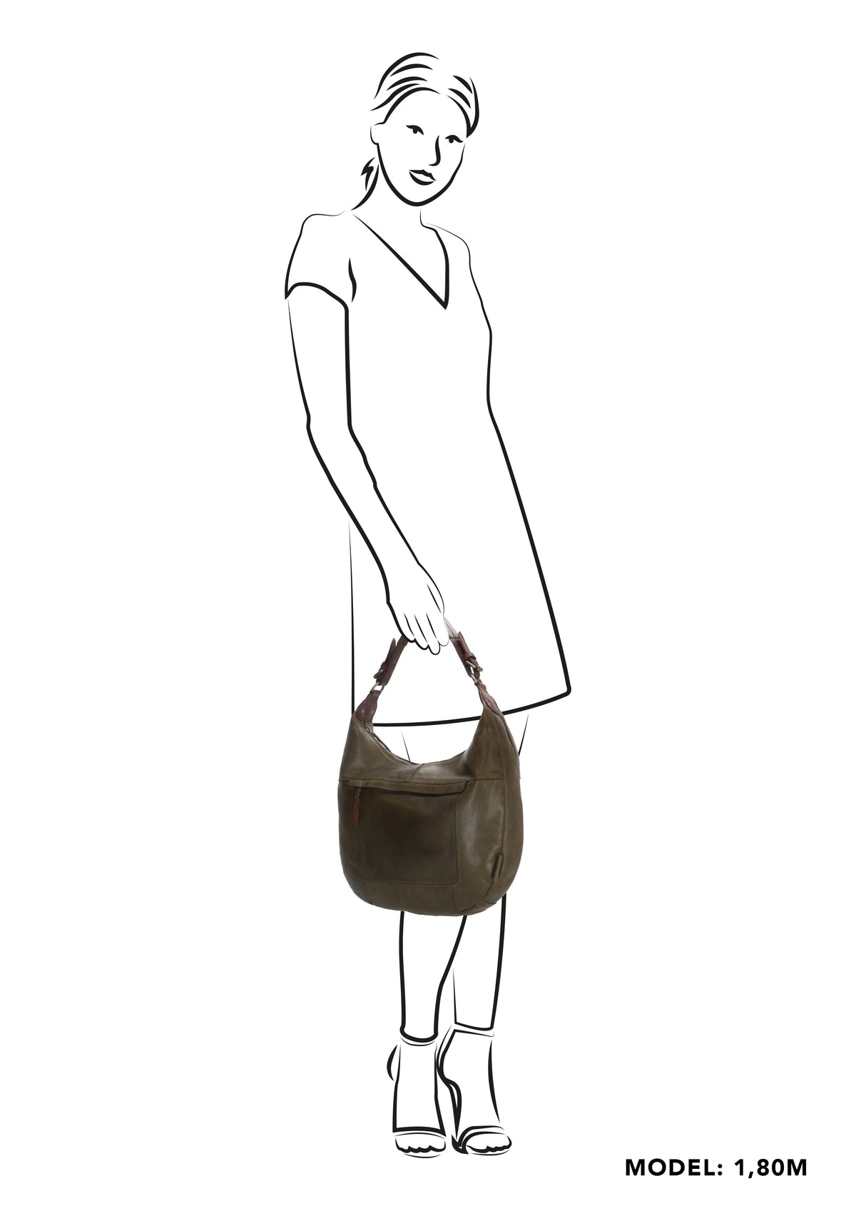 Beuteltasche 40 x 31cm in Oliv|Grün mit Reißverschluss - leder-accessoires.com