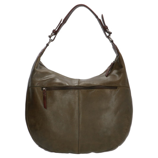 Beuteltasche 40 x 31cm in Oliv|Grün mit Reißverschluss - leder-accessoires.com