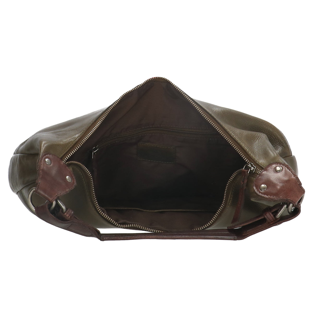Beuteltasche 40 x 31cm in Oliv|Grün mit Reißverschluss - leder-accessoires.com