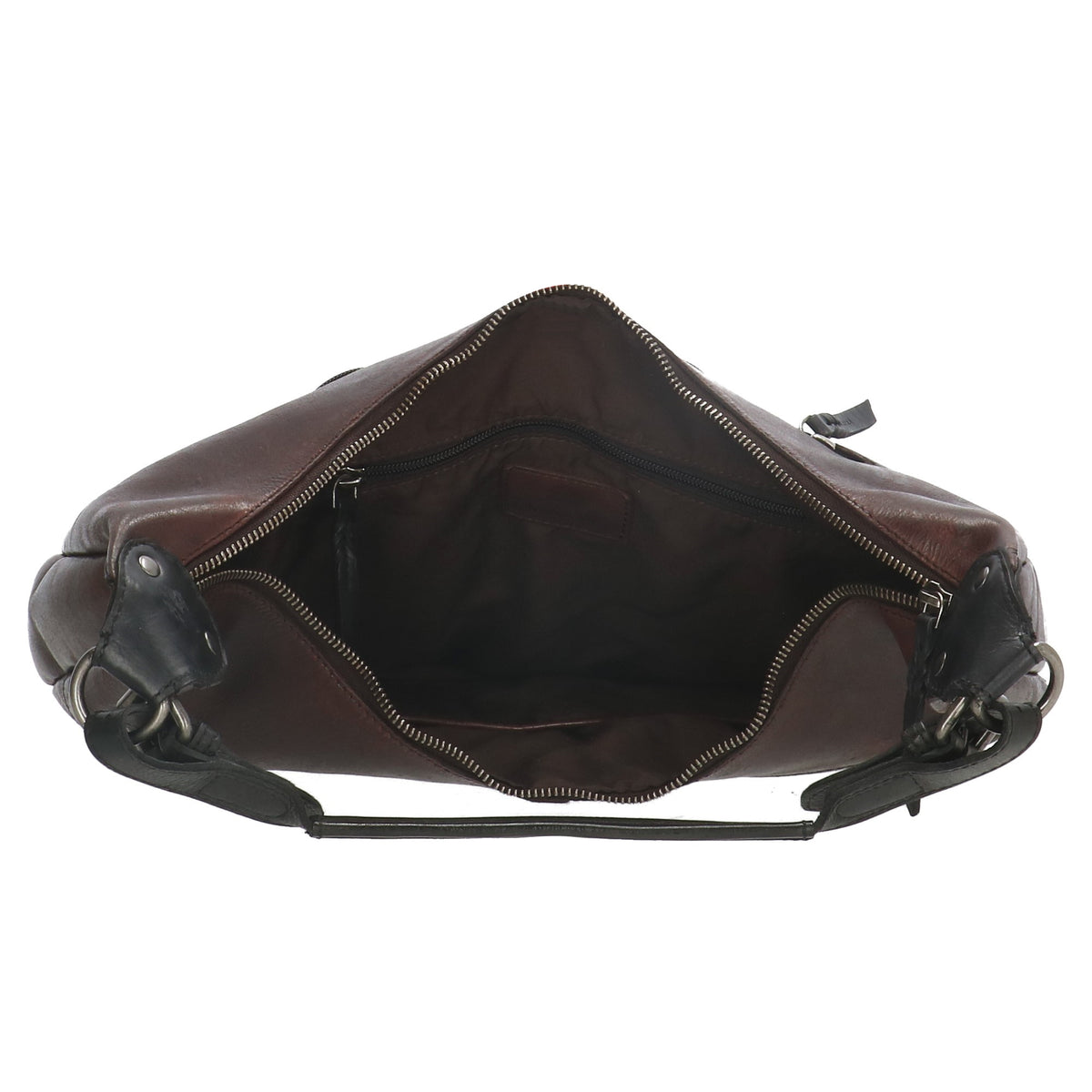 Beuteltasche 40 x 31cm in Braun mit Reißverschluss - leder-accessoires.com