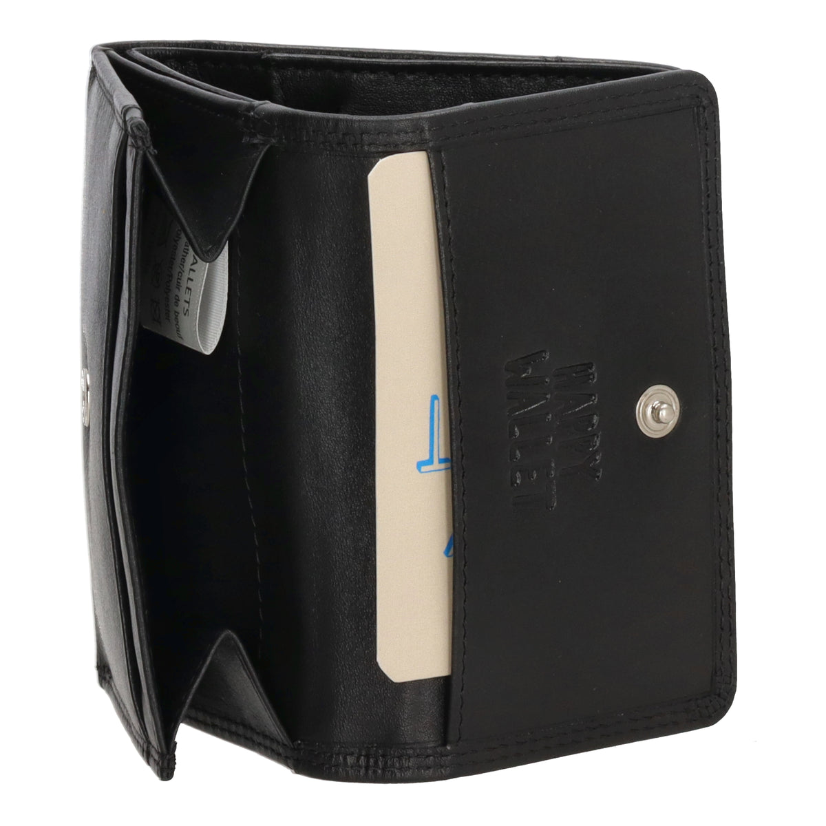 Lederbörse 10,5x8,5cm in Schwarz mit Überschlag und RFID-Schutz - leder-accessoires.com