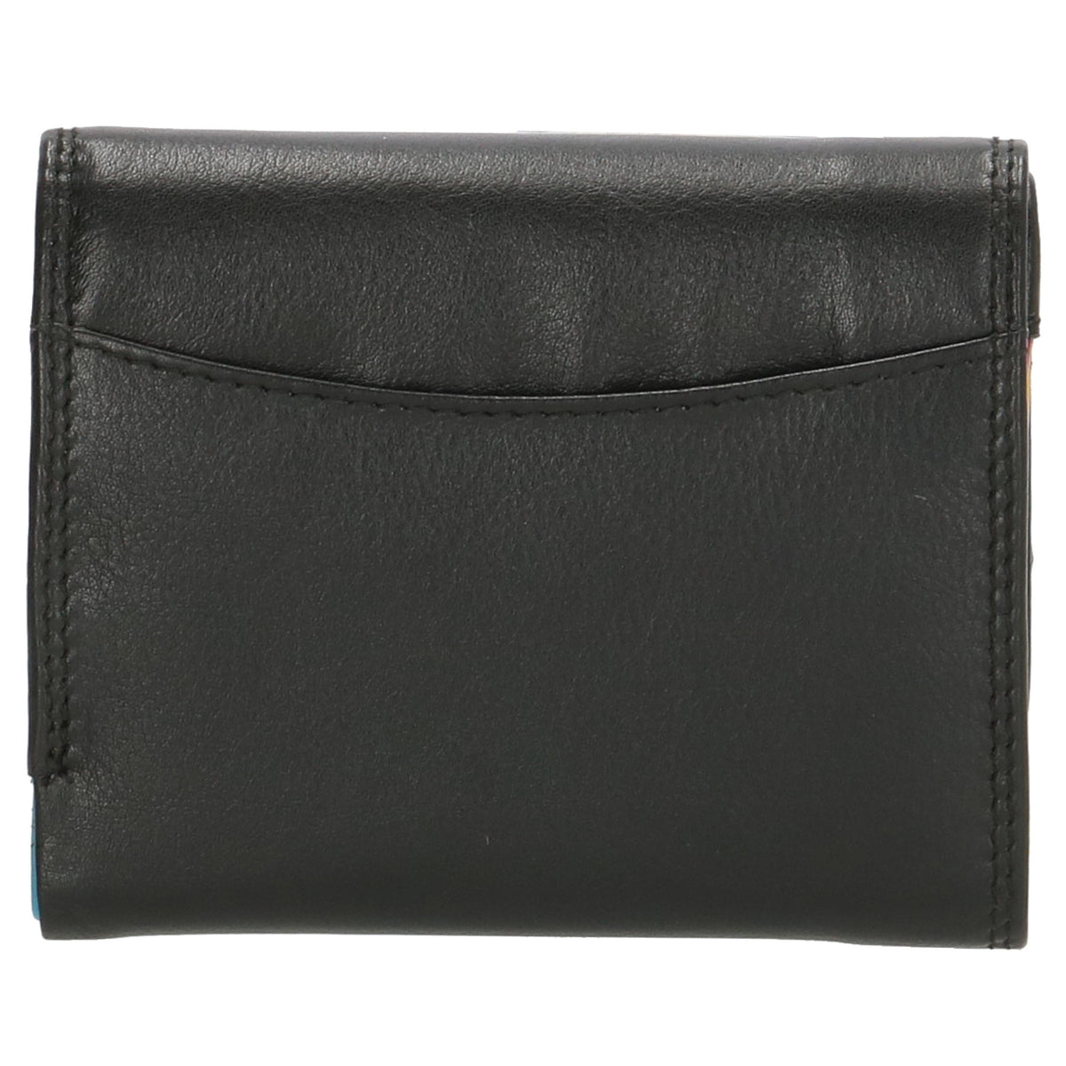 Lederbörse bunt 10,5x8,5cm in Schwarz mit Überschlag und RFID-Schutz - leder-accessoires.com