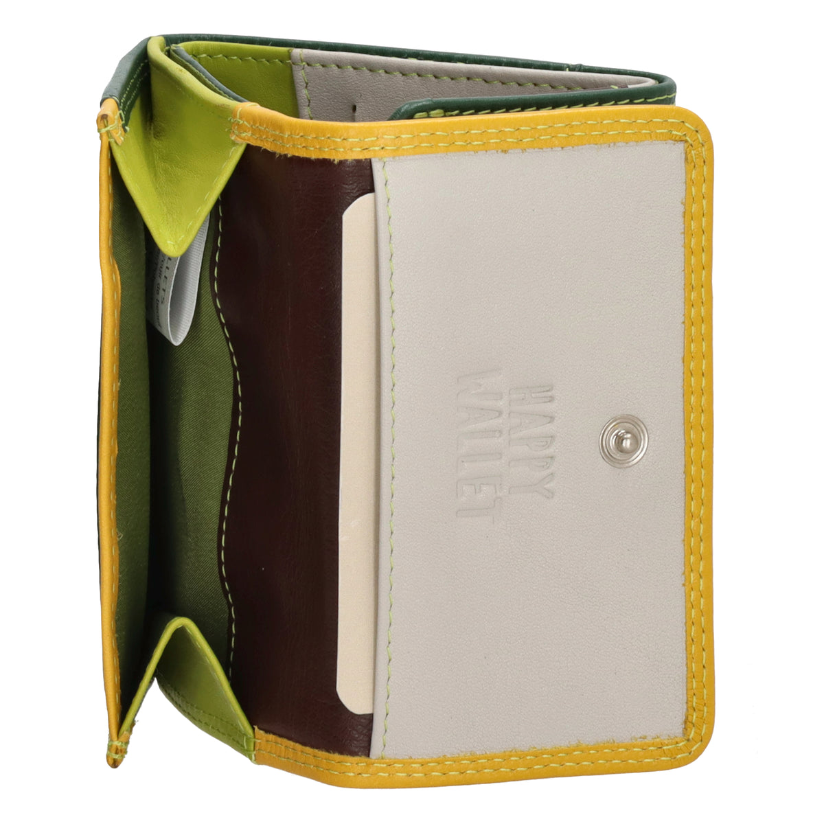 Lederbörse bunt 10,5x8,5cm in Grün mit Überschlag und RFID-Schutz - leder-accessoires.com