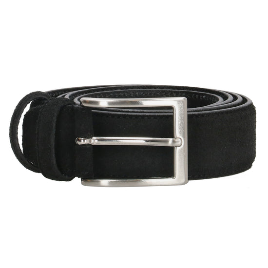 Schwarzer Veloursleder Gürtel 3,5cm breit – klassisch & business-tauglich - leder-accessoires.com