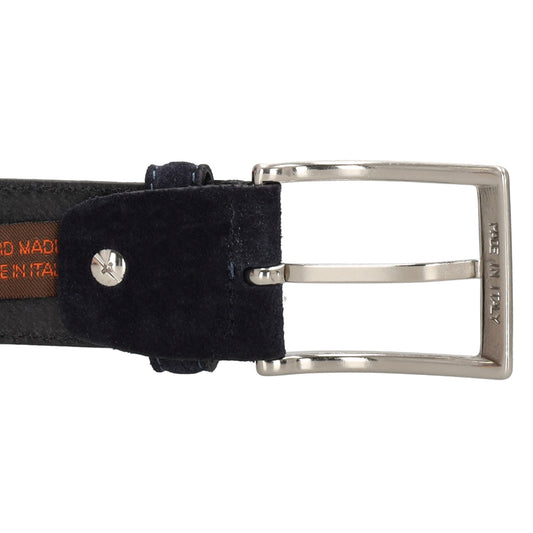 Dunkelblauer Veloursleder Gürtel 3,5cm breit mit satinierter Schließe - leder-accessoires.com