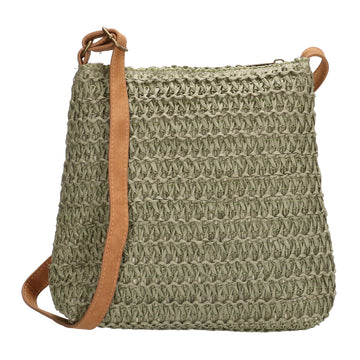 Basttasche 20 x 21cm in Olivgrün mit Reißverschluss - leder-accessoires.com