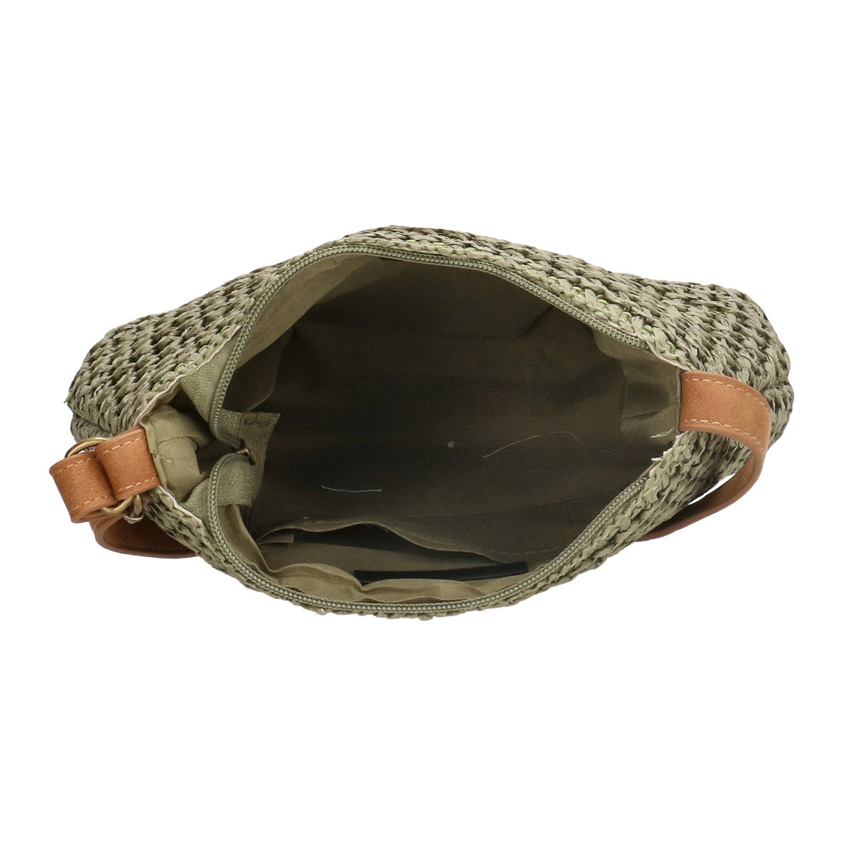Basttasche 20 x 21cm in Olivgrün mit Reißverschluss - leder-accessoires.com
