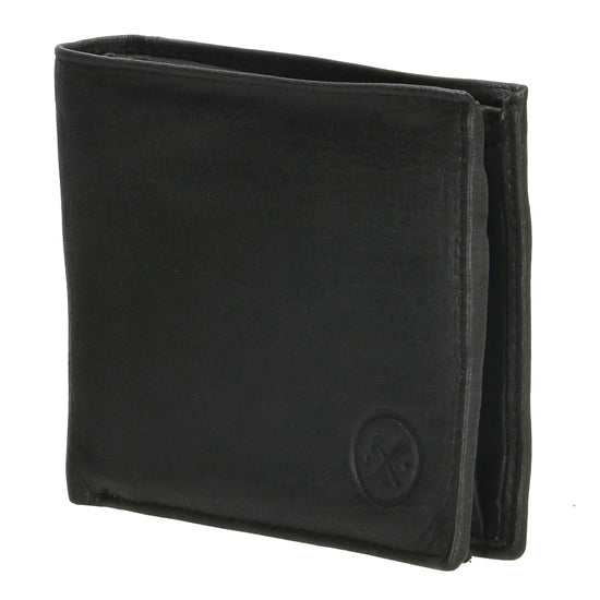 Lederbörse Querformat 11x9cm in Schwarz - leder-accessoires.com