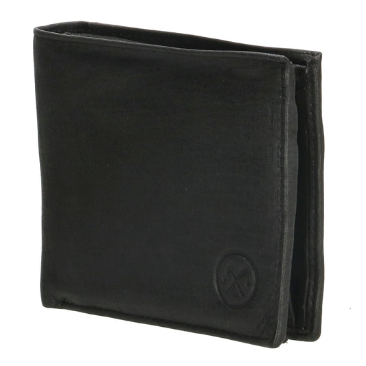 Lederbörse Querformat 11x9cm in Schwarz - leder-accessoires.com