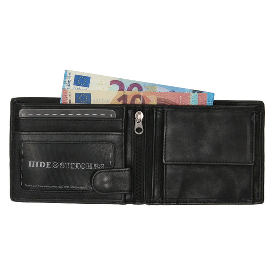 Lederbörse Querformat 11x9cm in Schwarz - leder-accessoires.com