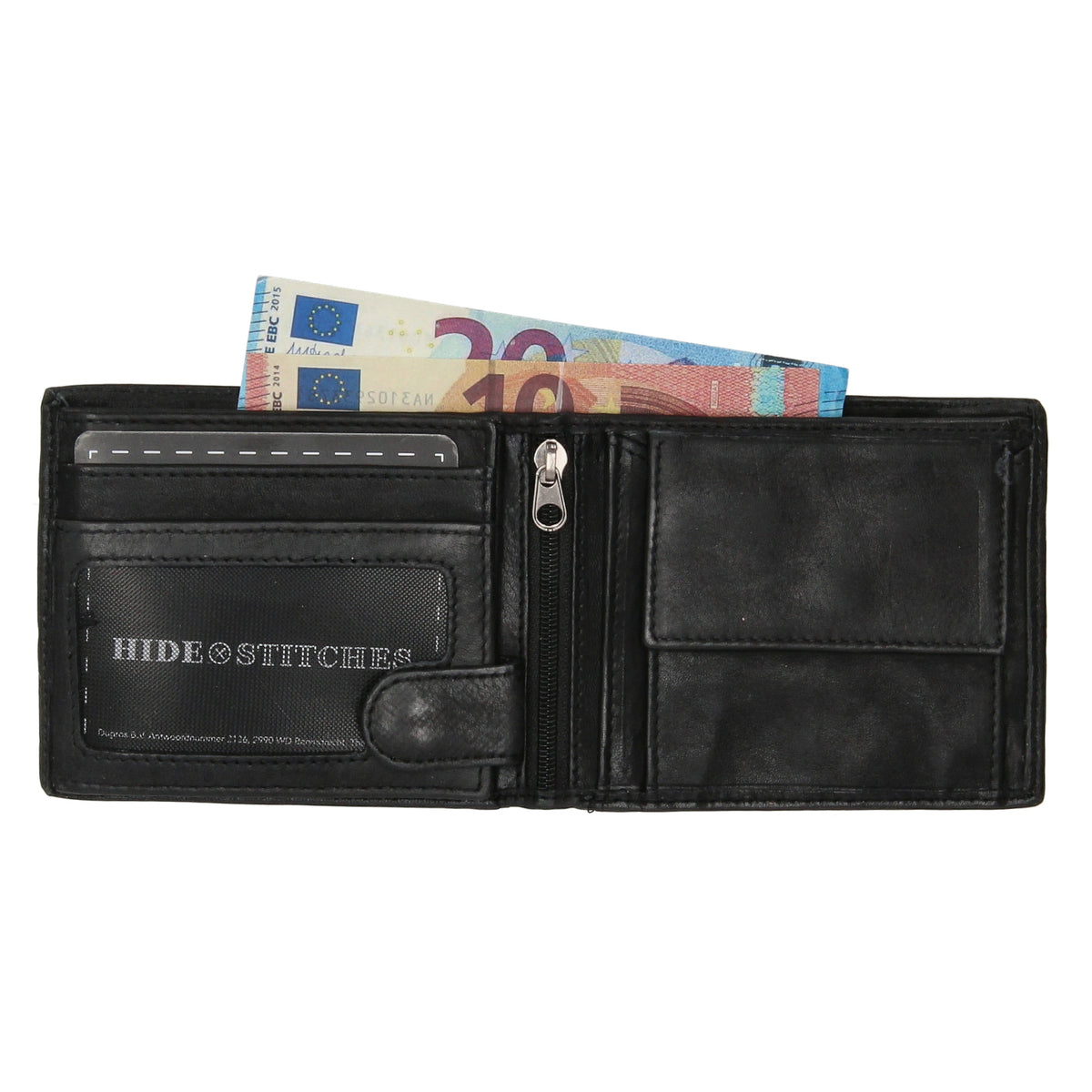 Lederbörse Querformat 11x9cm in Schwarz - leder-accessoires.com