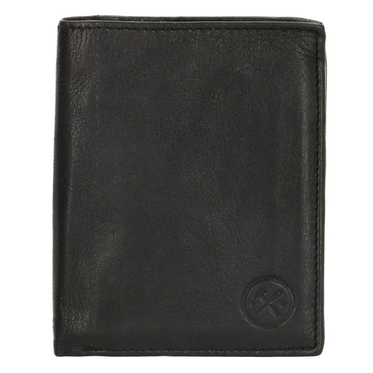 Geldbörse Hochformat 11,5 x 9,5cm mit Riegel in Schwarz aus Leder - leder-accessoires.com