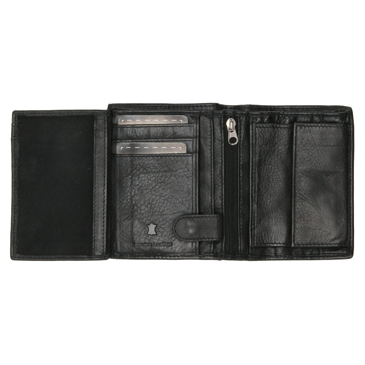 Geldbörse Hochformat 11,5 x 9,5cm mit Riegel in Schwarz aus Leder - leder-accessoires.com