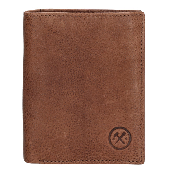 Geldbörse Hochformat 11,5 x 9,5cm mit Riegel in Cognac aus Leder - leder-accessoires.com