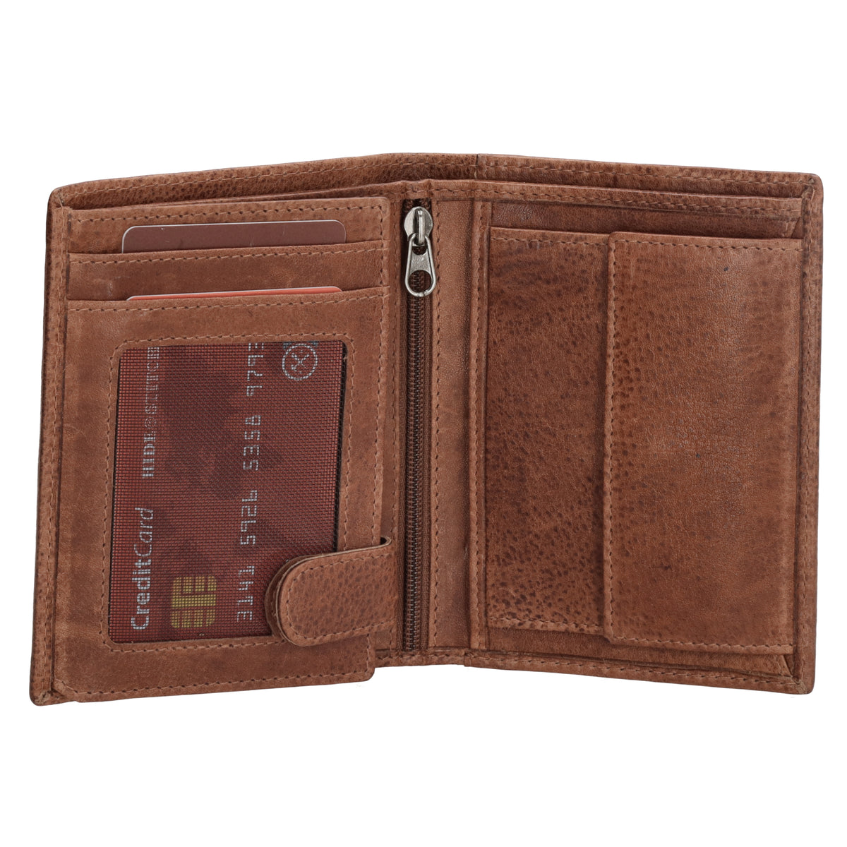 Geldbörse Hochformat 11,5 x 9,5cm mit Riegel in Cognac aus Leder - leder-accessoires.com