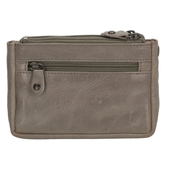 Schlüsseletui 13x7,5cm in Grau aus Leder mit Druckknopffach - leder-accessoires.com