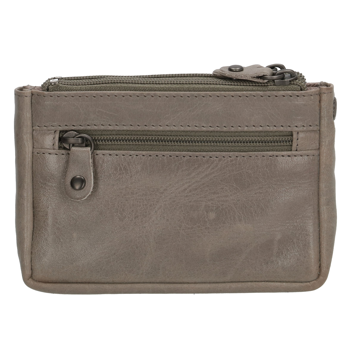 Schlüsseletui 13x7,5cm in Grau aus Leder mit Druckknopffach - leder-accessoires.com