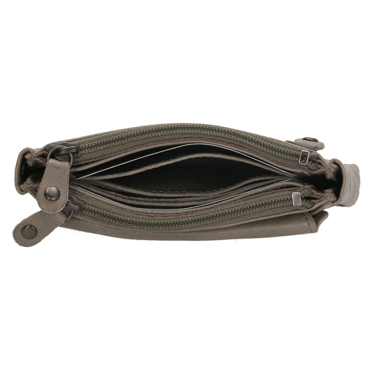 Schlüsseletui 13x7,5cm in Grau aus Leder mit Druckknopffach - leder-accessoires.com