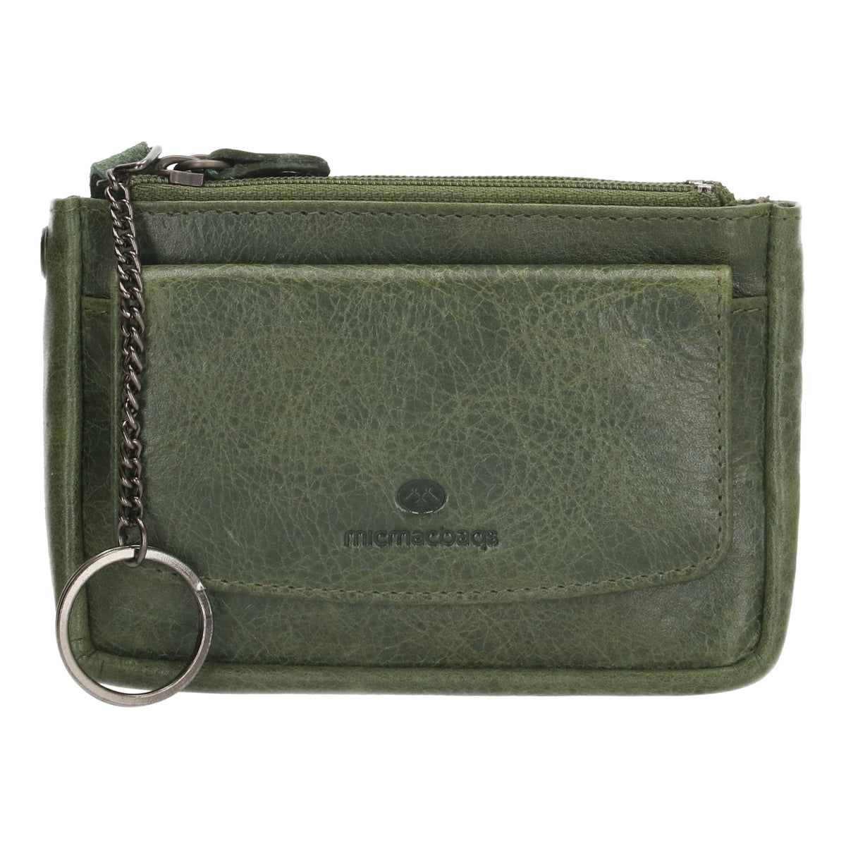 Schlüsseletui 13x7,5cm in Grün aus Leder mit Druckknopffach - leder-accessoires.com
