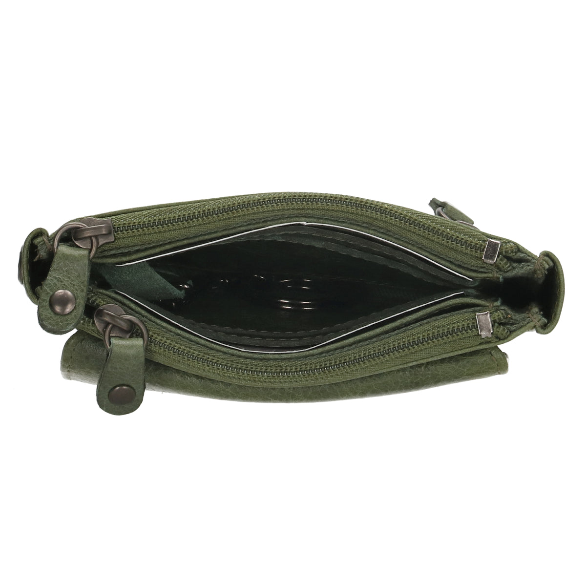 Schlüsseletui 13x7,5cm in Grün aus Leder mit Druckknopffach - leder-accessoires.com