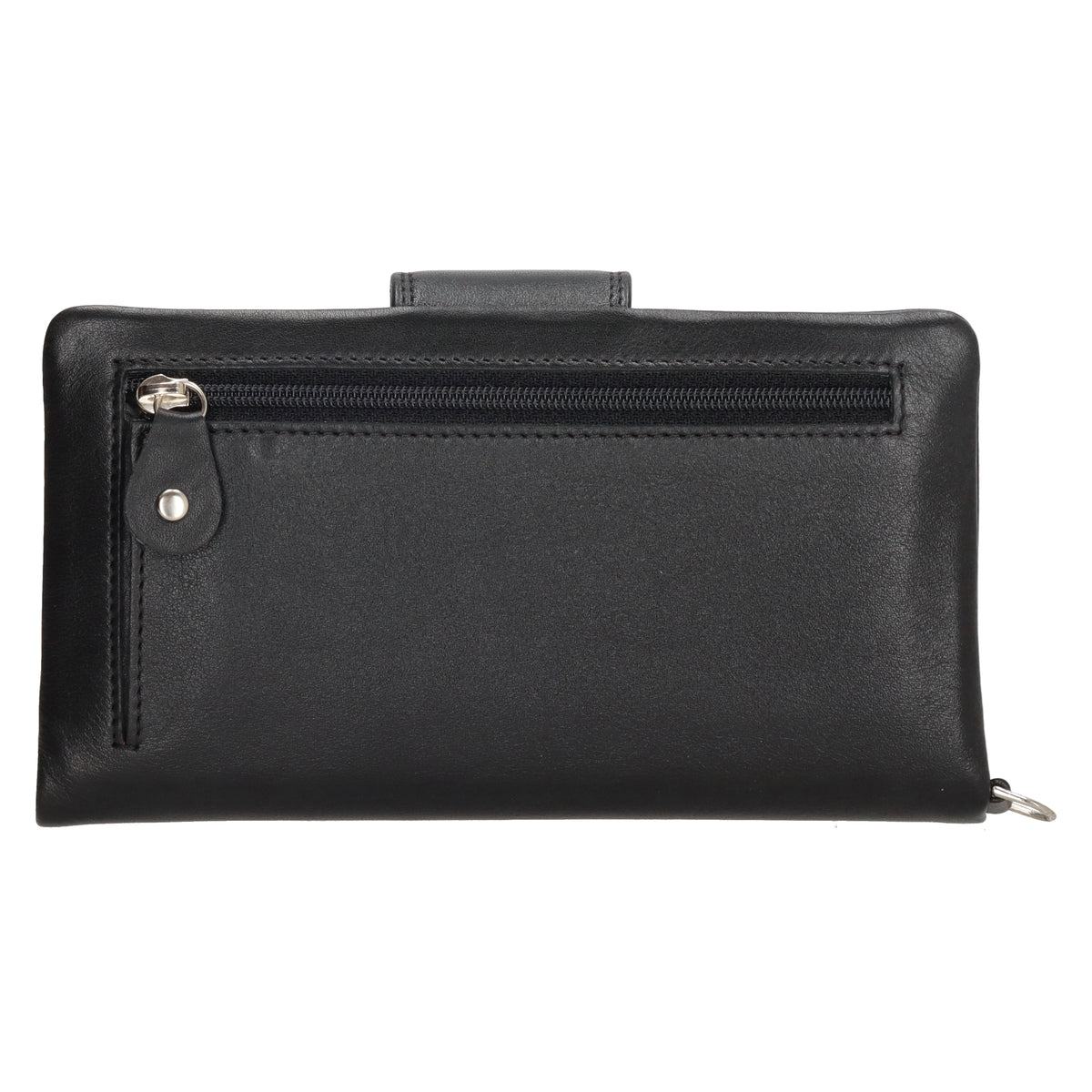Lederbörse 17x9,5cm in Schwarz mit Riegel und RFID-Schutz - leder-accessoires.com