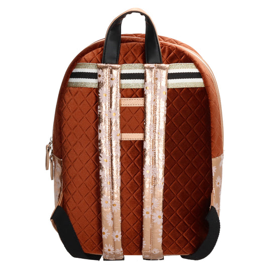 Kinderrucksack 27x34cm mit Blumen-Muster in Rosé-Metallic - leder-accessoires.com
