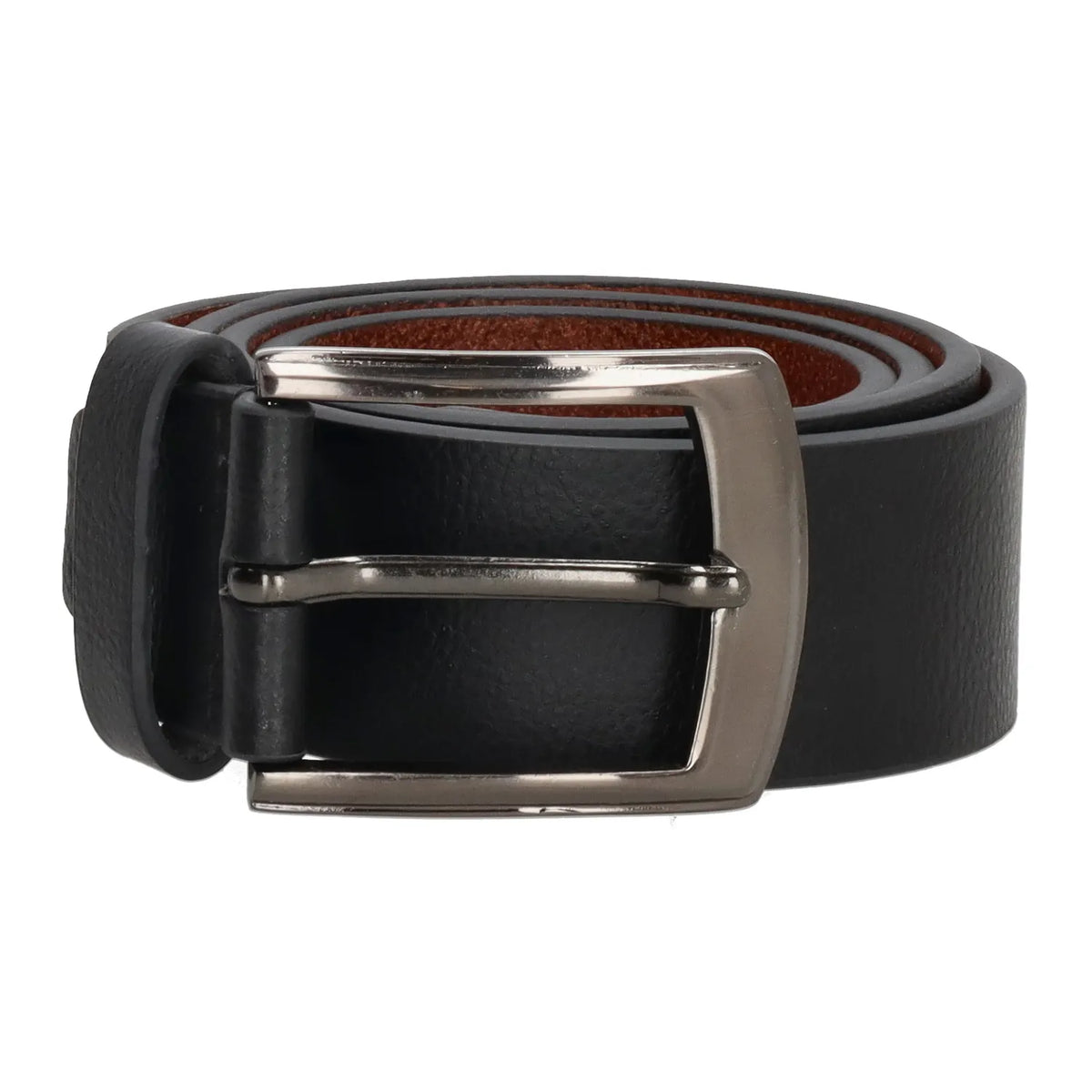 Schwarzer Ledergürtel Herren 4 cm mit silberfarbener Dornschließe