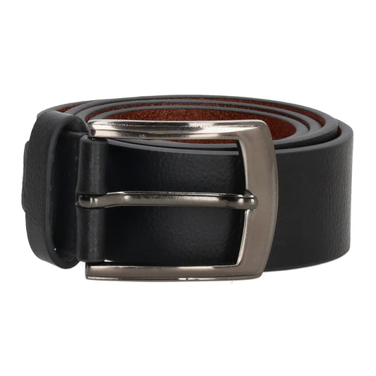 Schwarzer Ledergürtel Herren 4 cm mit silberfarbener Dornschließe