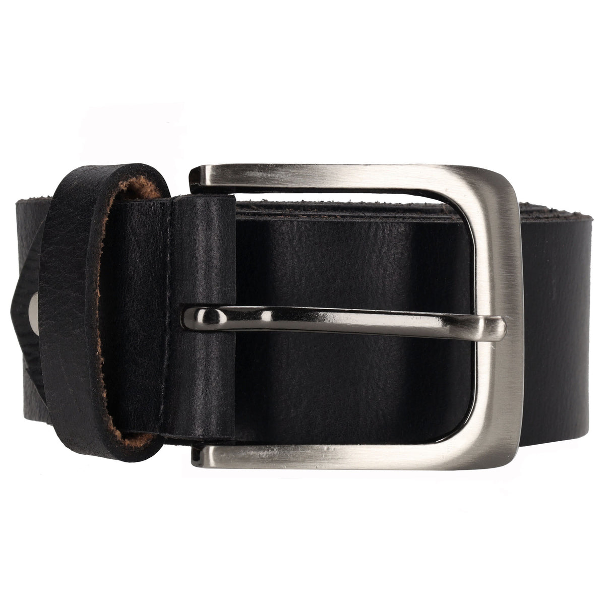 Schwarzer Vollrindleder Jeansgürtel 4cm breit für Übergrößen - leder-accessoires.com