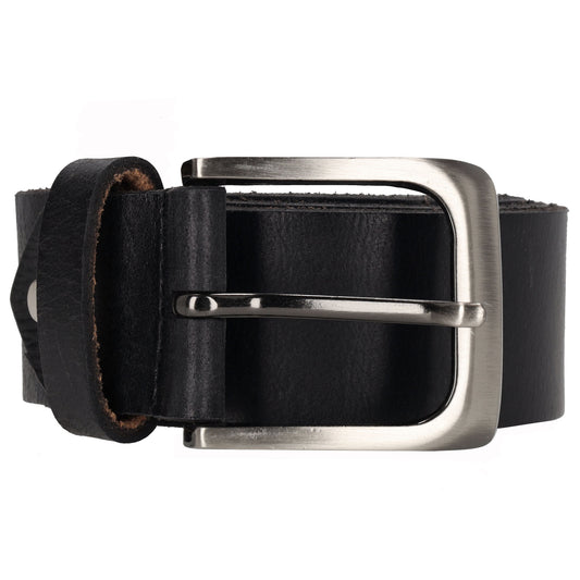 Schwarzer Vollrindleder Jeansgürtel 4cm breit für Übergrößen - leder-accessoires.com
