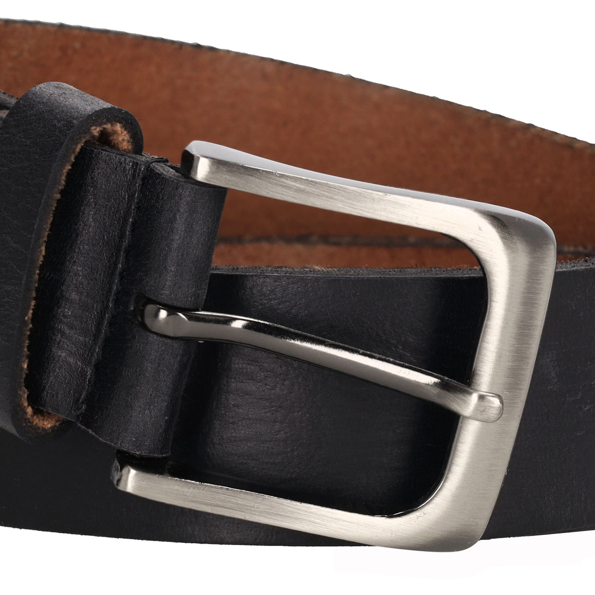 Schwarzer Vollrindleder Jeansgürtel 4cm breit für Übergrößen - leder-accessoires.com