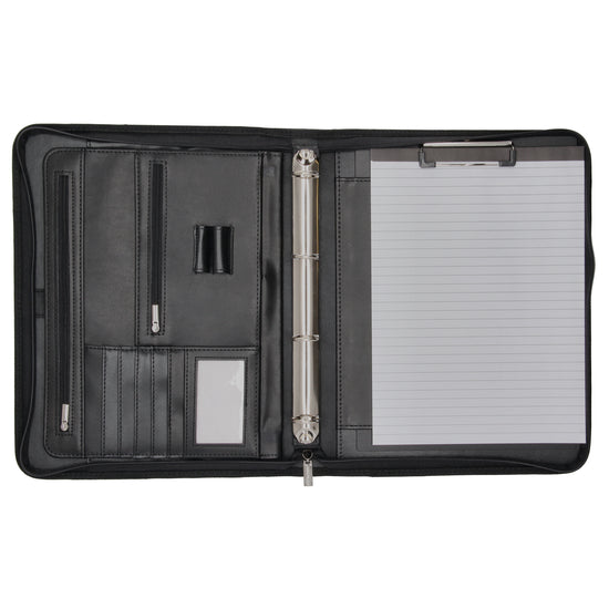 Dokumentenmappe|Organizer 27 x 35cm in Schwarz mit Metallklammer - leder-accessoires.com